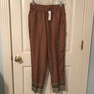 J.Crew Brown and Yellow Patterned Cropped Pants